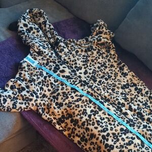 ! Leopard Print Hooded Onesie For Adults